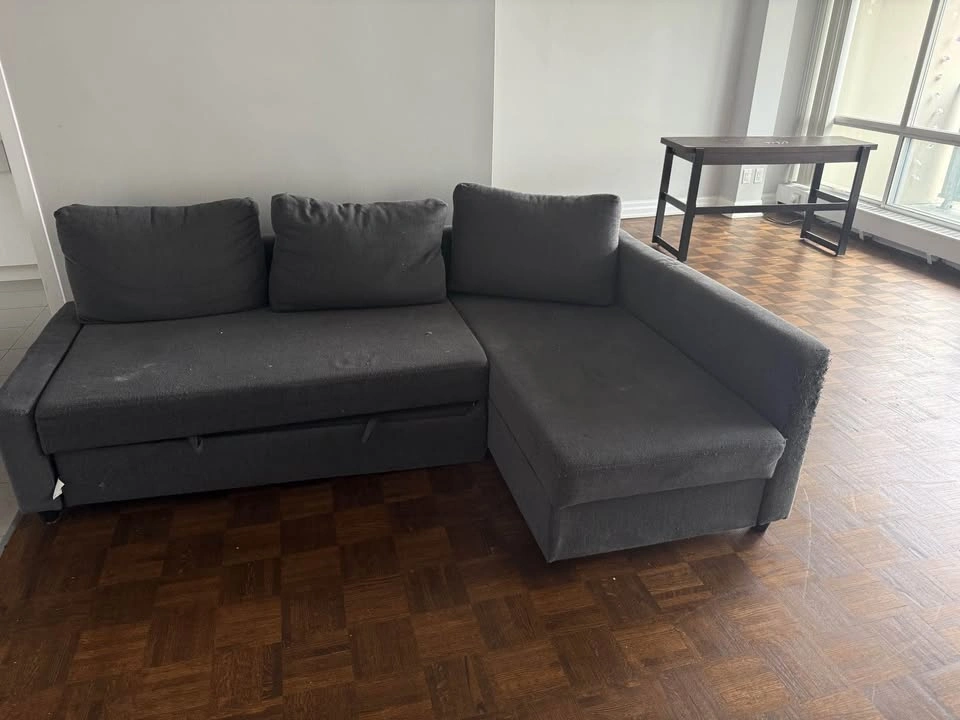 Dark Grey L-Shaped Sectional Sofa Bed - photo 3