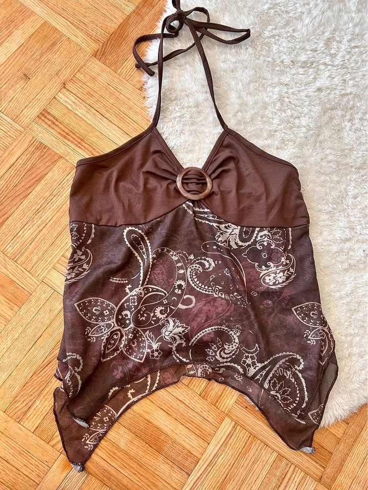 Y2K brown halter top