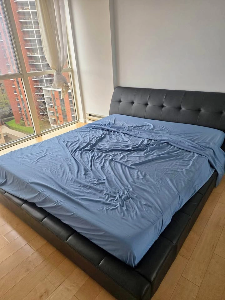 ENDY California King Mattress & Black Faux Leather Bed Frame