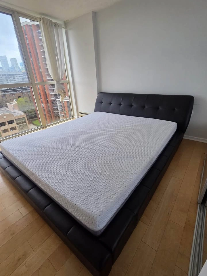 ENDY California King Mattress & Black Faux Leather Bed Frame - photo 3