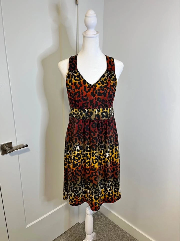 Multi-Coloured Leopard Print Sleeveless Dress - Size M