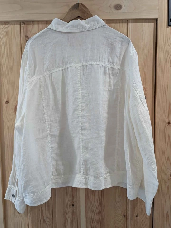 Eileen Fisher White Organic Linen Button Front Jacket 3X - photo 3