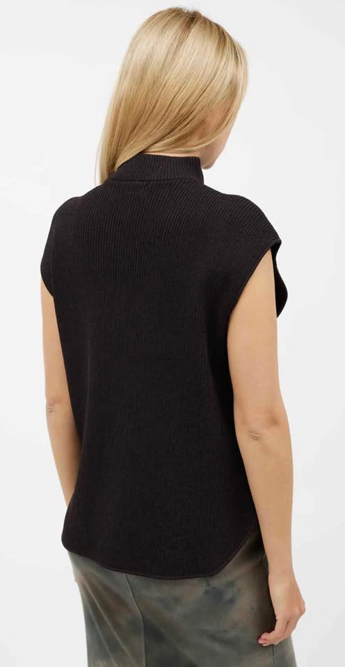 Ganni Black Sleeveless Zip Knit Top - Size L - photo 2