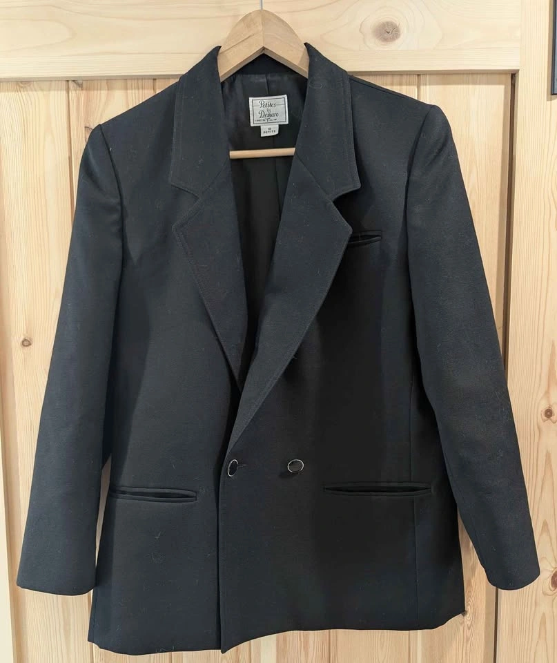 Petites by Demaro 100% Wool Black Double Breasted Blazer - photo 2