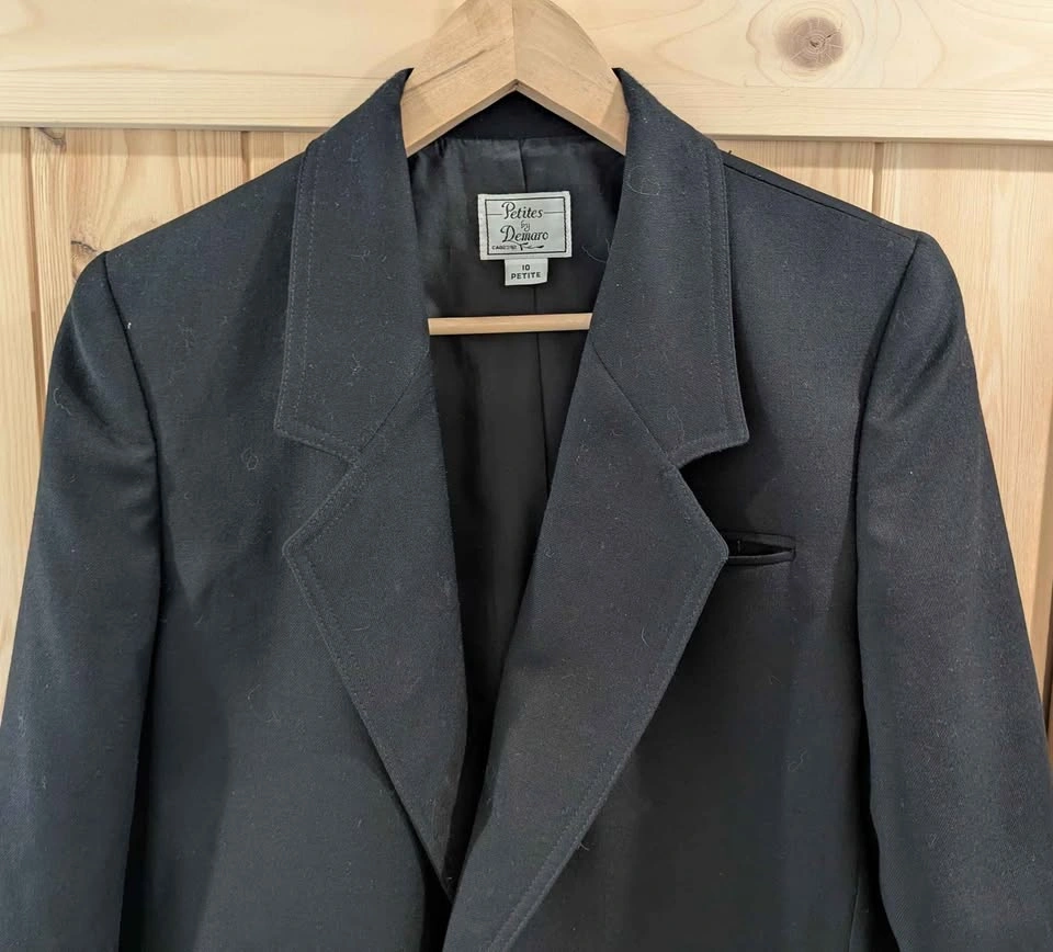 Petites by Demaro 100% Wool Black Double Breasted Blazer - photo 3