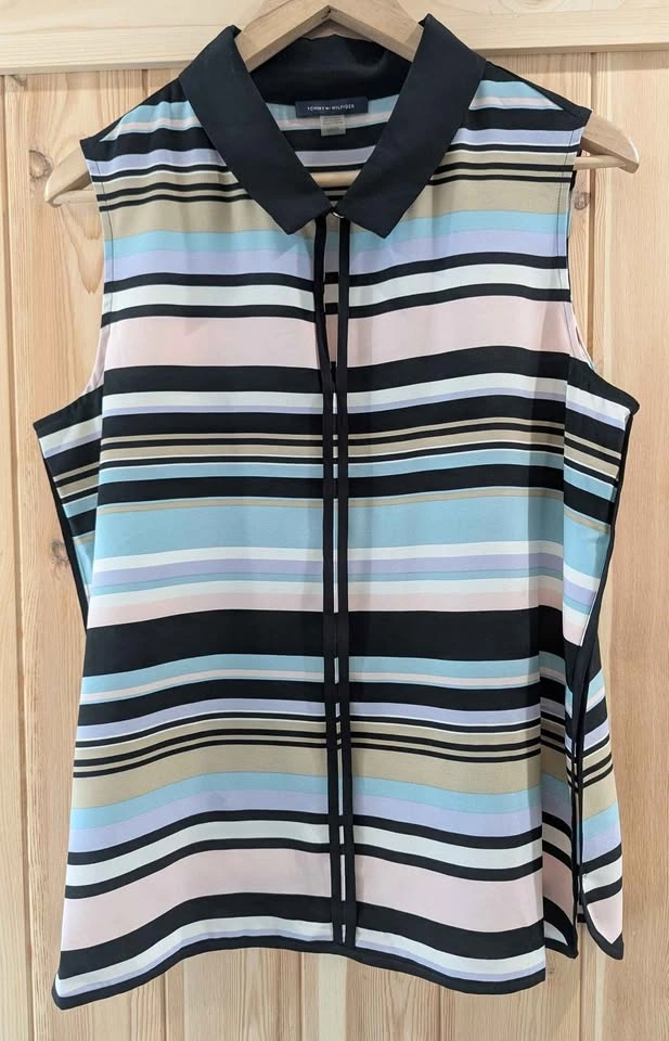 Tommy Hilfiger Sleeveless Striped Collared Blouse Tank Top - photo 2