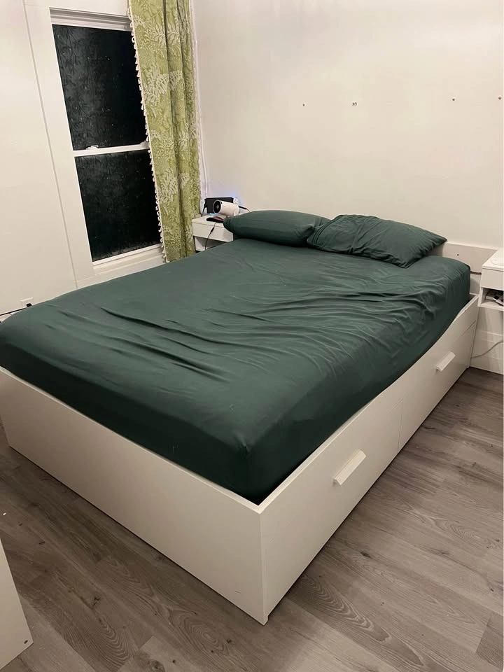 BRIMNES IKEA Queen White Bed Frame w/ Drawers - photo 2