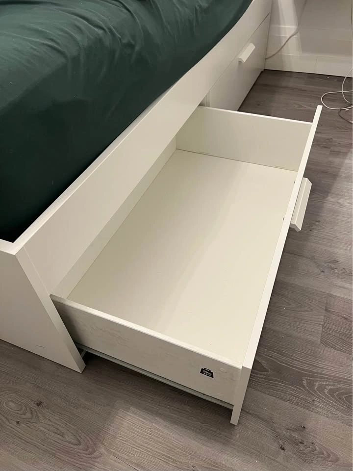 BRIMNES IKEA Queen White Bed Frame w/ Drawers - photo 3