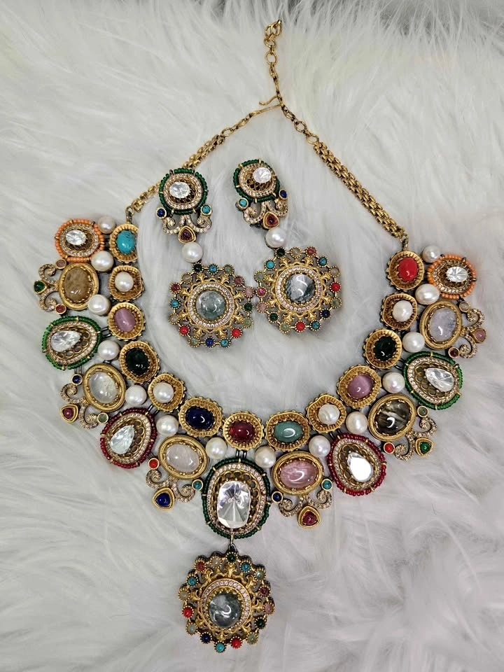 Sabyasachi inspired Navratna necklace set