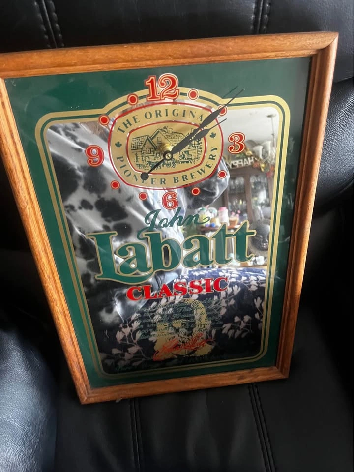 Vintage Labatt mirrored clock - photo 3