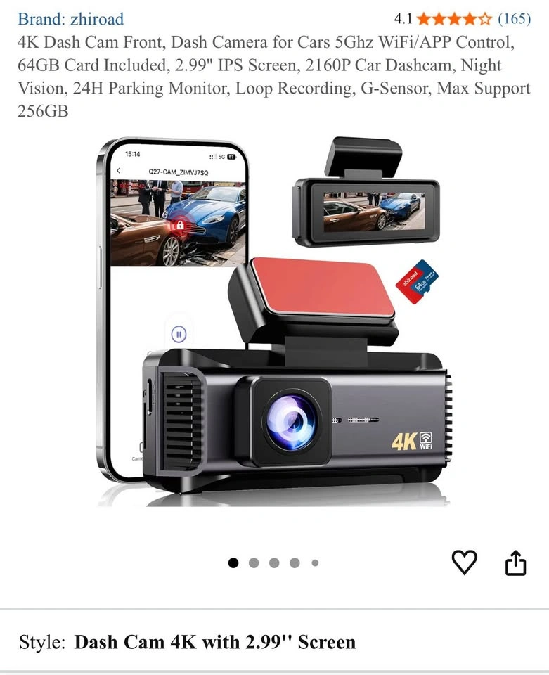 4K Front Dash Cam with 64GB Card - photo 5