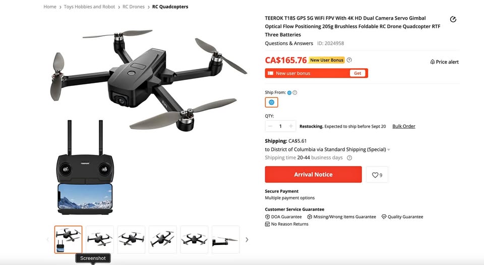TEEROK T18S 4K GPS Drone - Spares/Case - $100 OBO