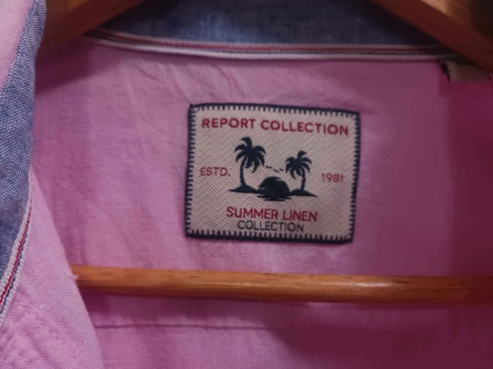 Pink Short-sleeve linen button-up shirt from the Report Collecti - photo 5