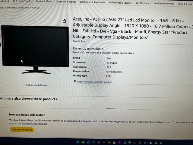 Acer G276HL 27” Monitor + Free Light Bar - Moving Sale - photo 2