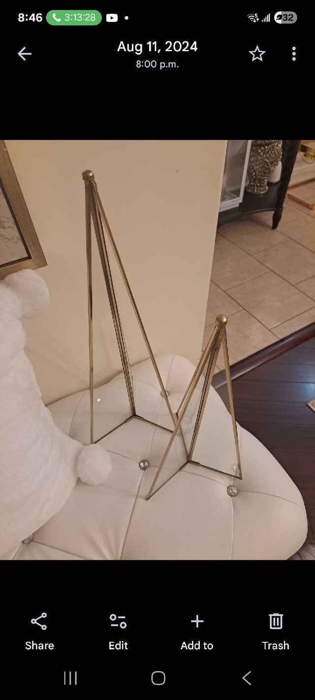 Gold Trim Decorative Triangles - 2 Pieces