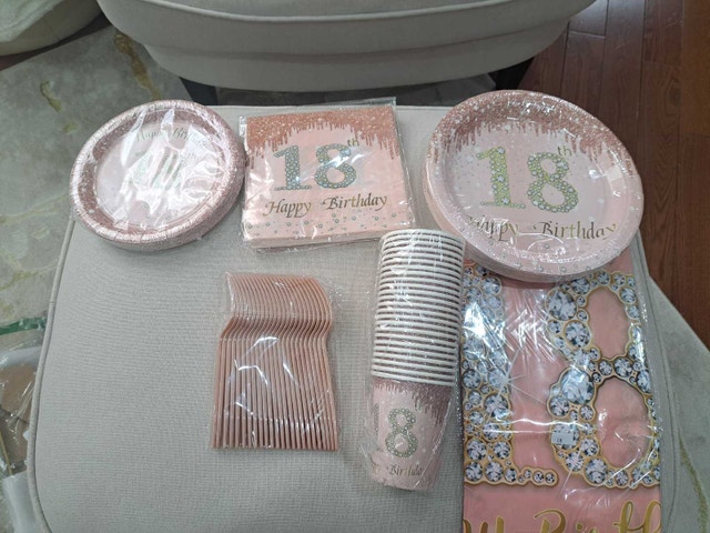 18th Birthday Party Set - Rose Gold & Diamond Design