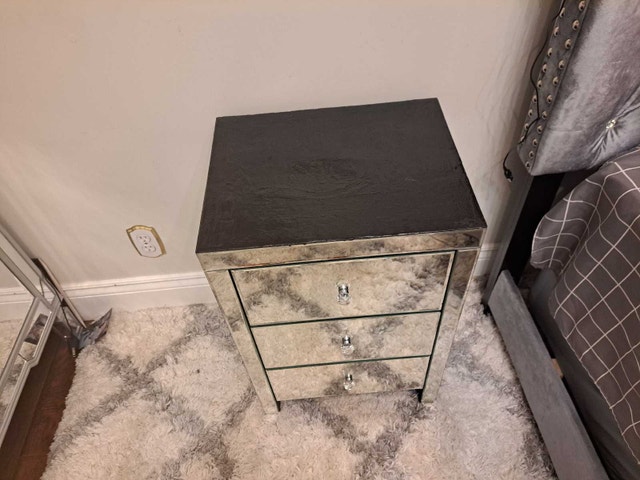 Glass Bedside Table - Small Crack on Right Leg