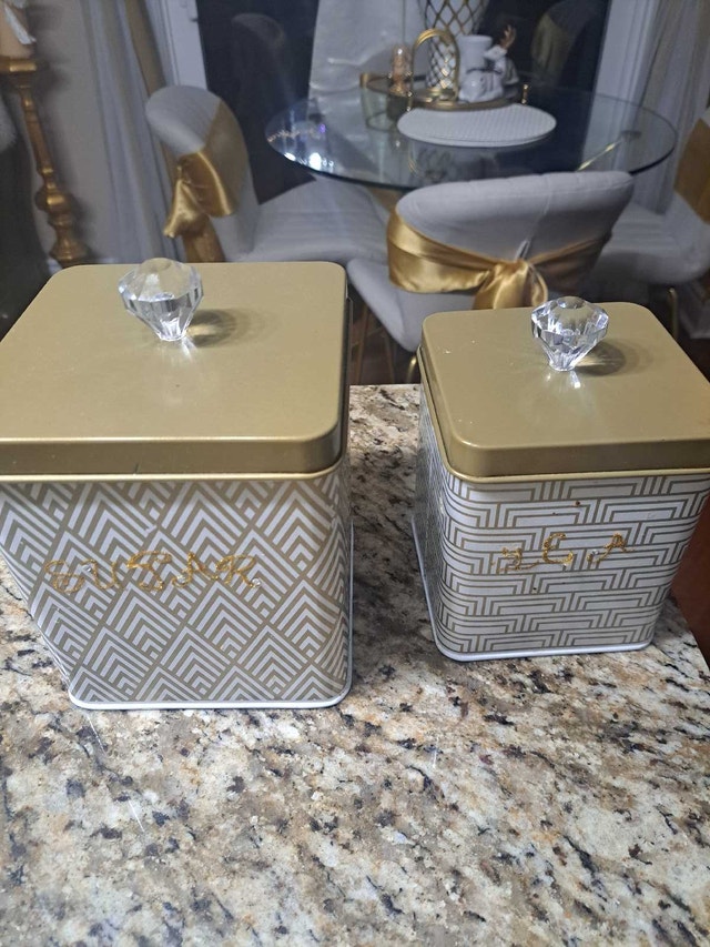 2 Tin Storage Canisters - Like New