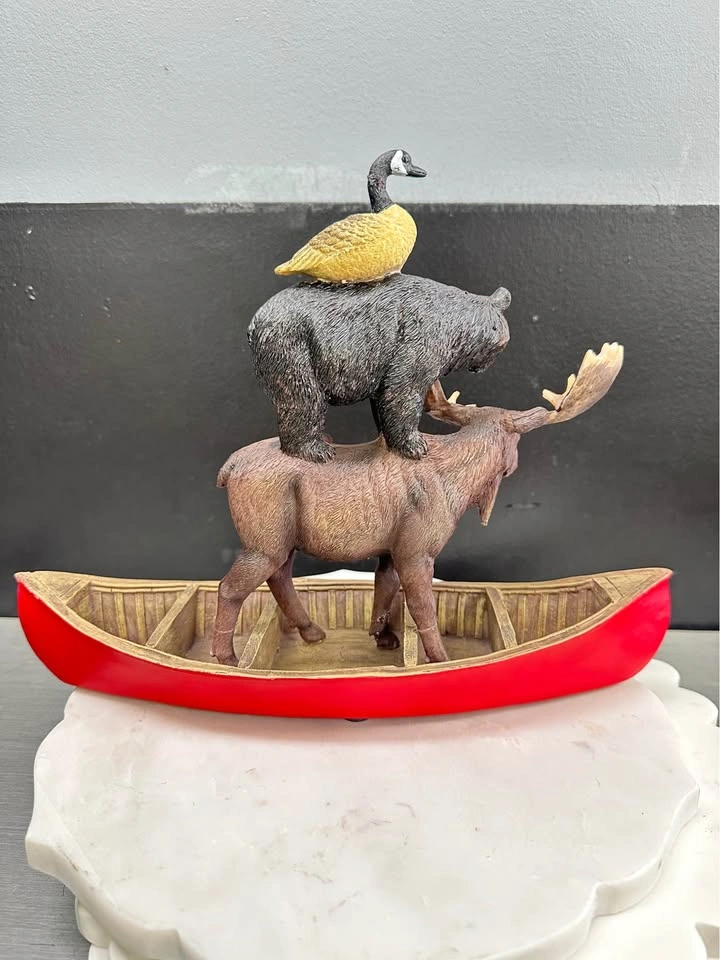 Canadian Canoe Moose Bear Goose Figurine - photo 2