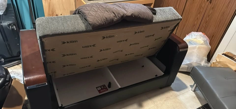 Gray Sofa with Storage and Ottoman - photo 2