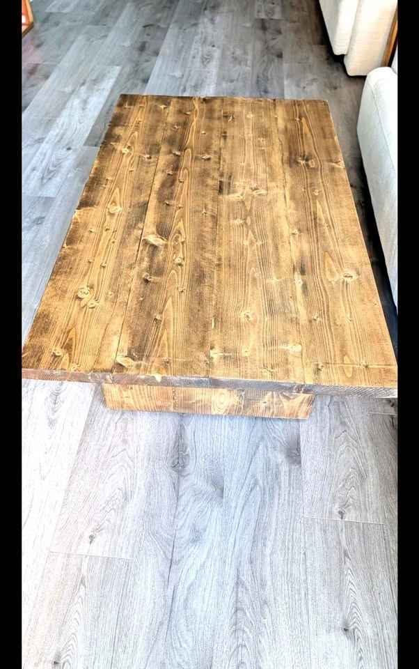 Handmade Solid Real Wood Coffee Table – Rustic / Farmhouse Style - photo 2