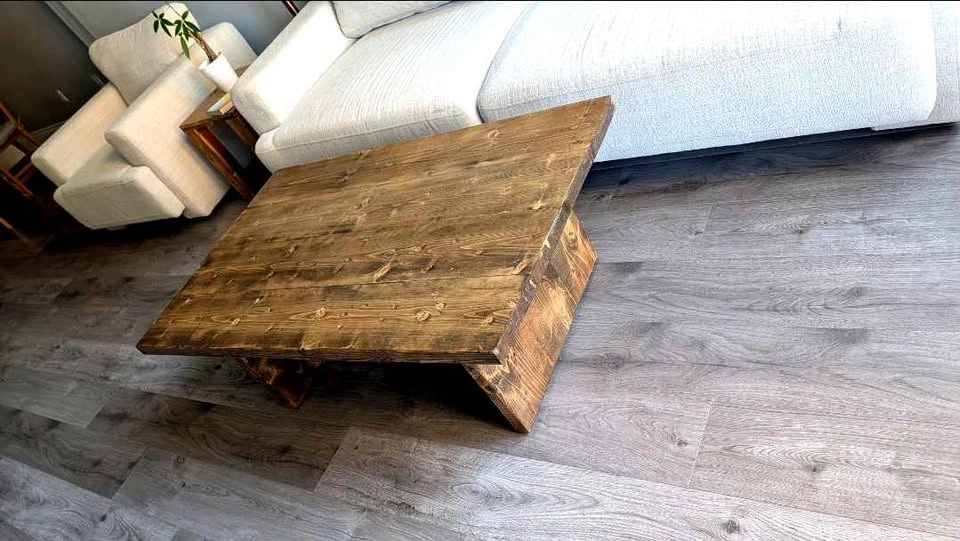 Handmade Solid Real Wood Coffee Table – Rustic / Farmhouse Style - photo 3
