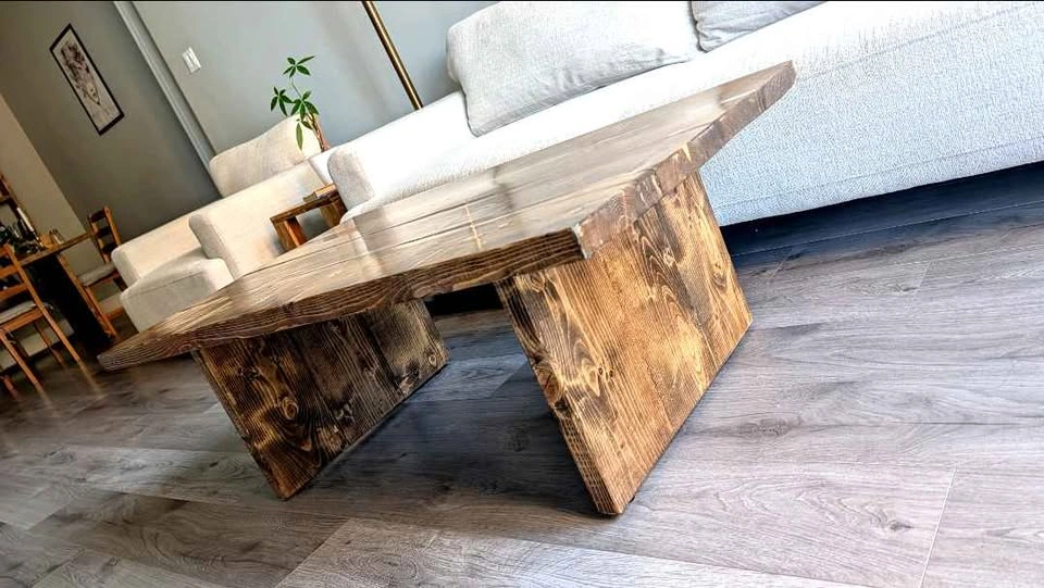 Handmade Solid Real Wood Coffee Table – Rustic / Farmhouse Style - photo 5