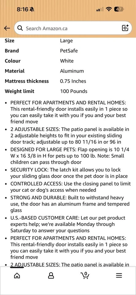 NEW PetSafe Freedom Patio Panel Pet Door - Large - photo 2