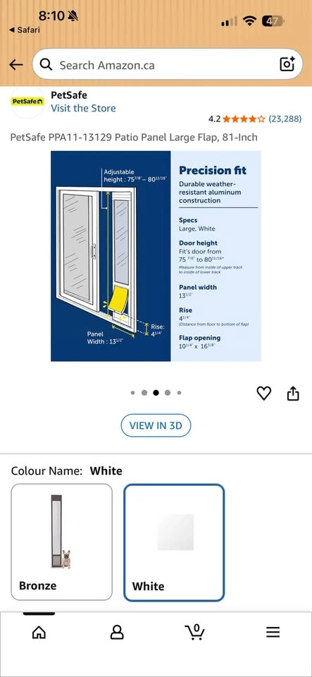 NEW PetSafe Freedom Patio Panel Pet Door - Large - photo 4