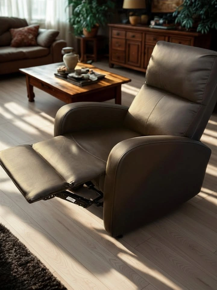 Brown Faux Leather Recliner Chair – Like New – Condo Friendly - photo 5