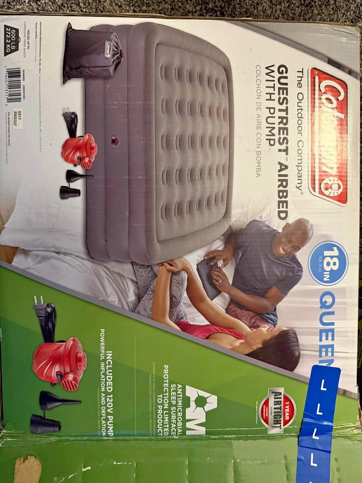 Coleman air mattress with pump - 18” queen