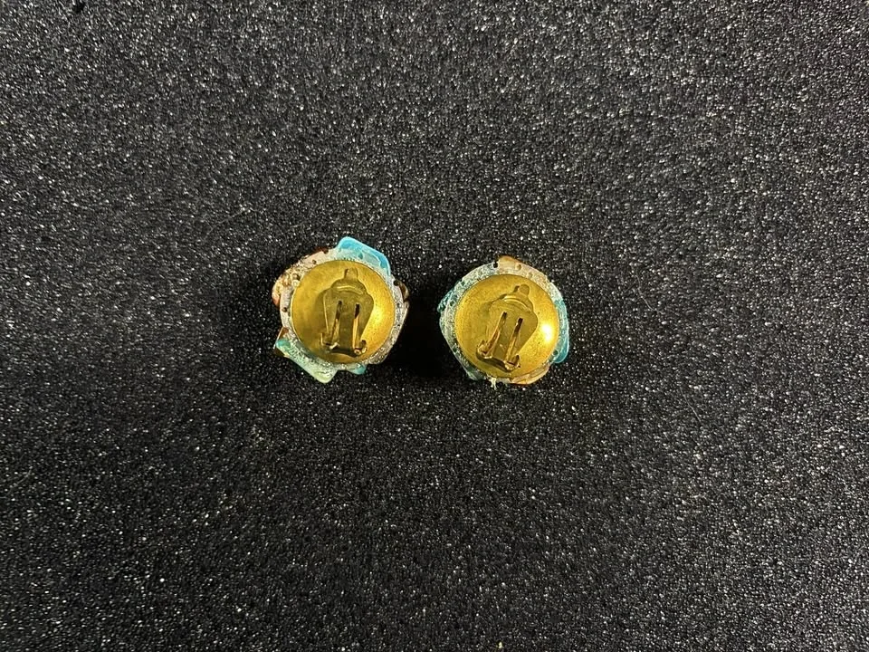 Vintage Colorful Funky Cluster Clip-On Earrings Retro Mod - photo 2