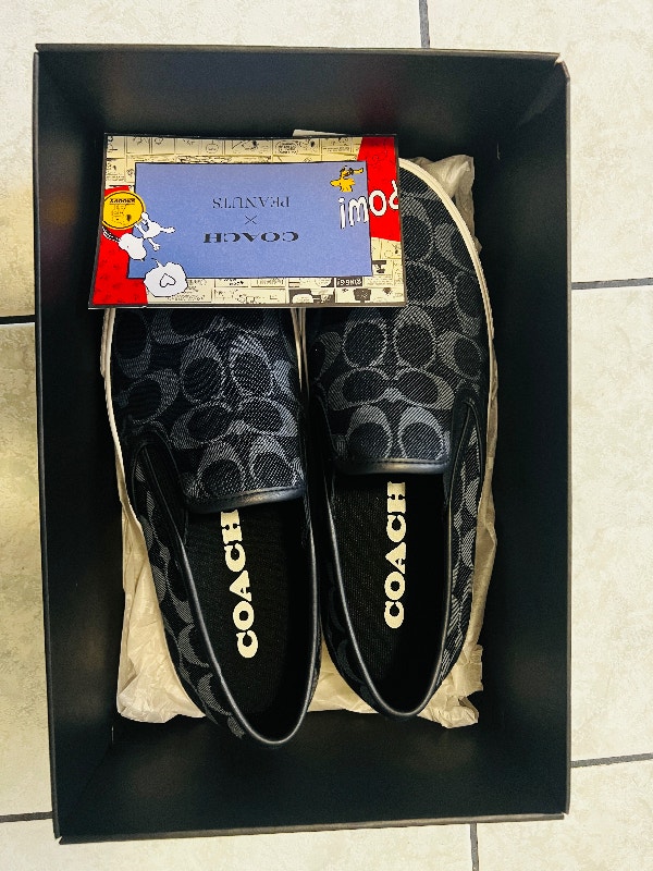 New Coach Slip-on Shoes Blue Signature Canvas Mens Size 10