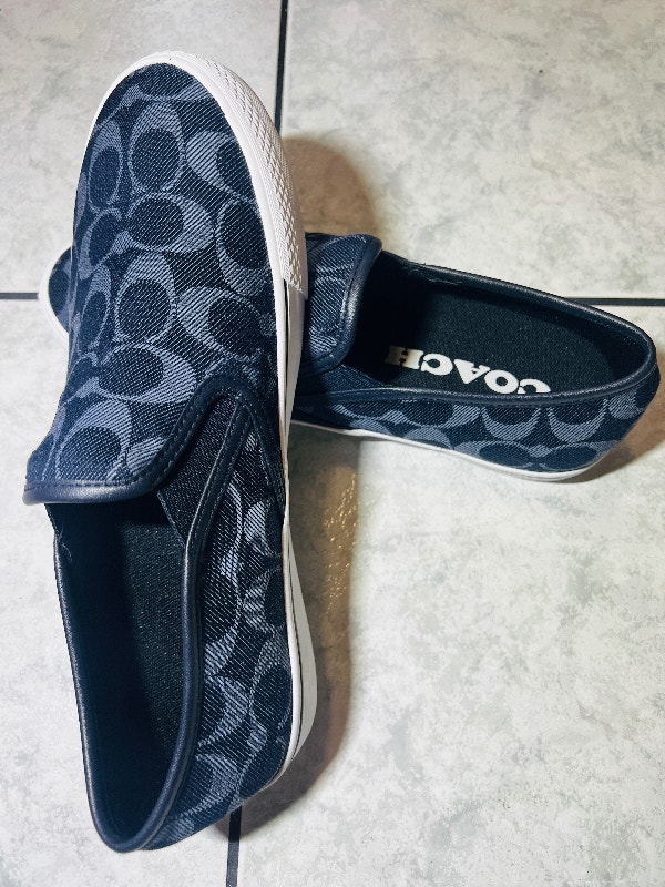 New Coach Slip-on Shoes Blue Signature Canvas Mens Size 10 - photo 2