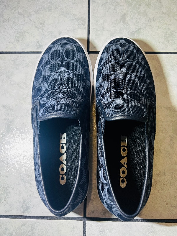 New Coach Slip-on Shoes Blue Signature Canvas Mens Size 10 - photo 3