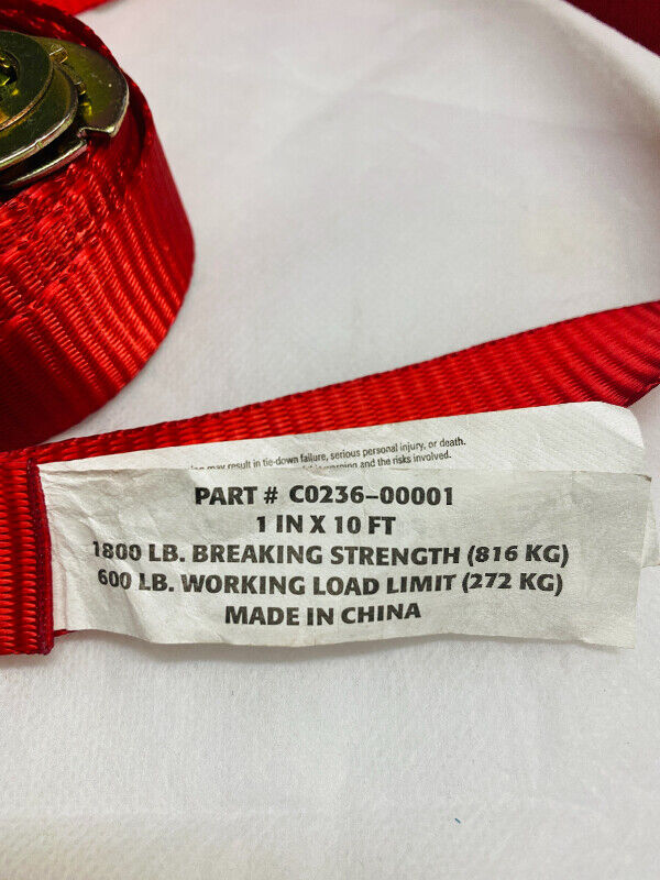New Ratchet Tie Down Strap 1" x 10ft (600lbs load) - photo 2