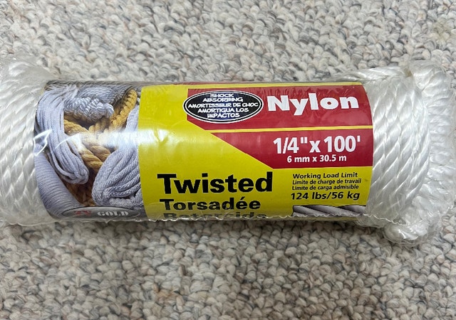 New Nylon Twisted Wire 1/4" - 100ft - 124lbs Load
