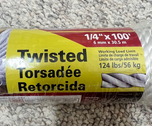 New Nylon Twisted Wire 1/4" - 100ft - 124lbs Load - photo 2