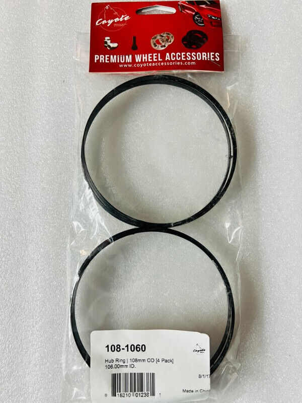 New in Bag 4 Pack Automotive Wheel Hub Ring 108mm OD 106mm iD