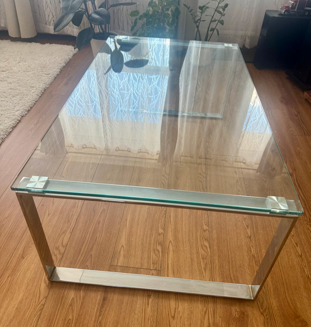 Glass Top Coffee Table with Chrome Frame