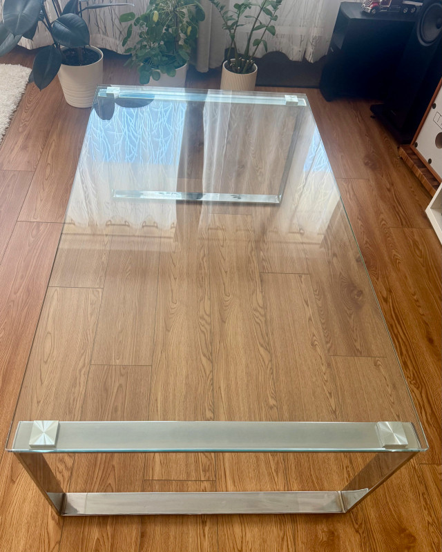 Glass Top Coffee Table with Chrome Frame - photo 2
