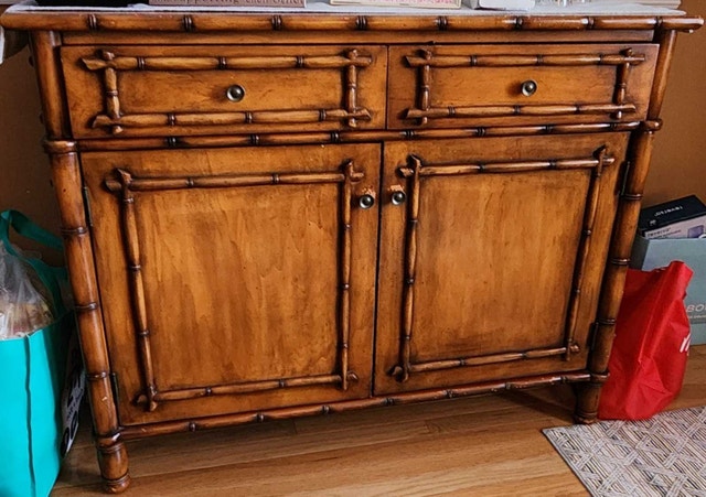Antique Side Table with Bamboo-Style Frame - photo 2