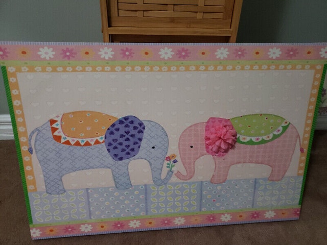 Canvas painting for girls room, pink
