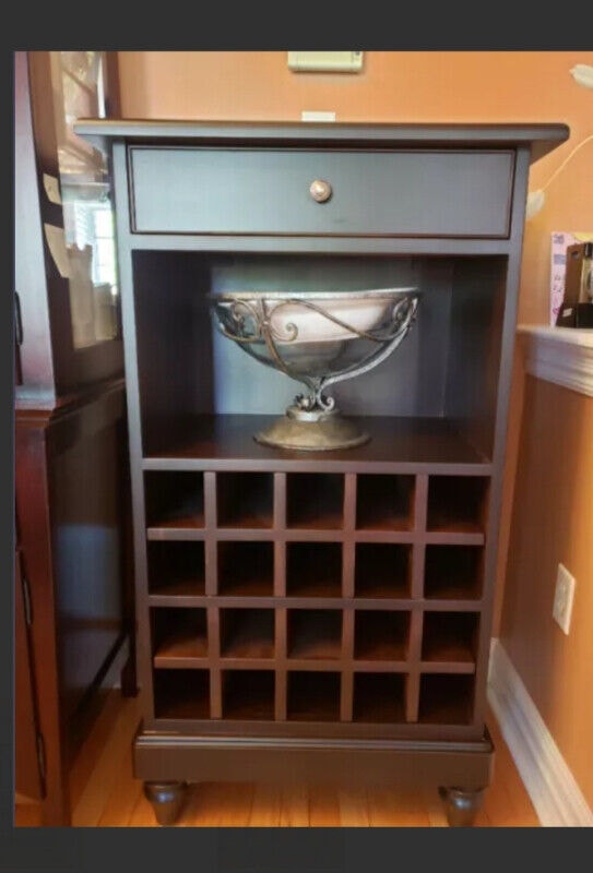 Bar Unit with 25 Bottle Holder - Natural Wood
