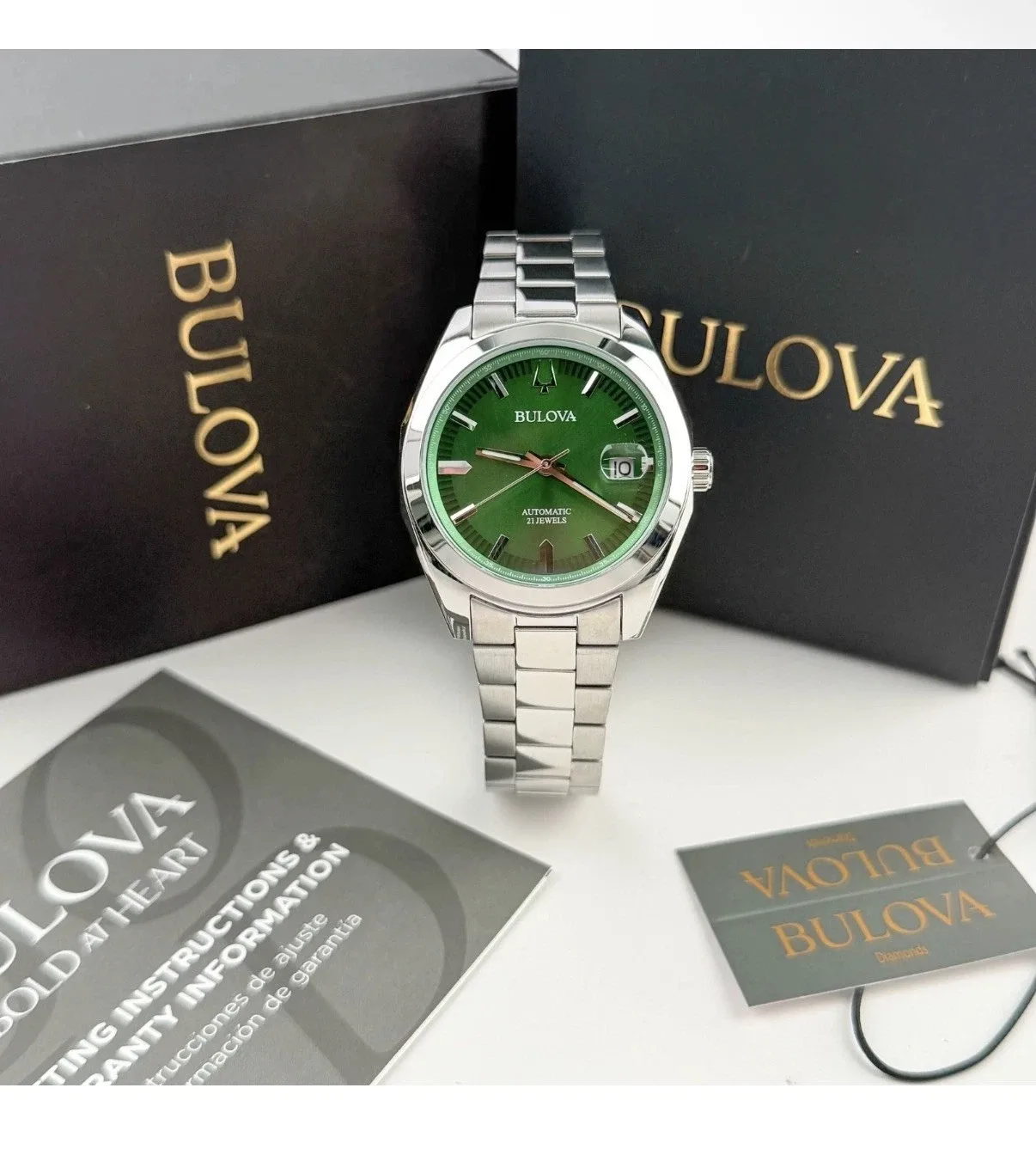 Bulova 96B429 Surveyor Automatic Green Dial Men's Watch - photo 2