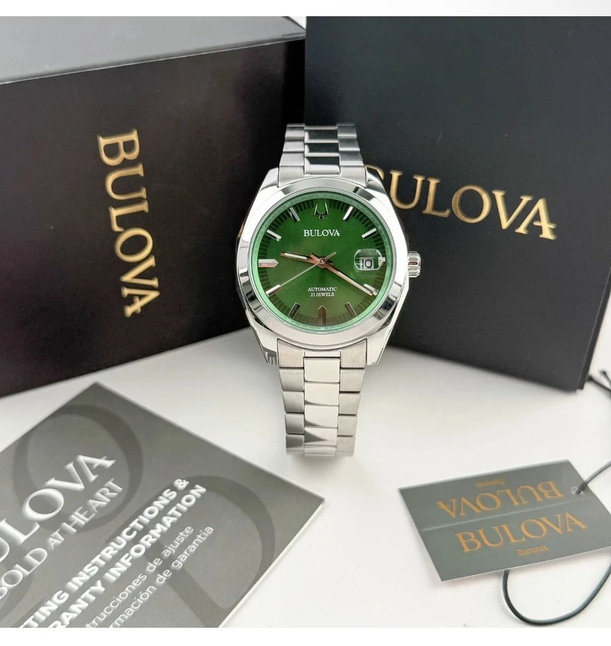 Bulova 96B429 Surveyor Automatic Green Dial Men's Watch - photo 3