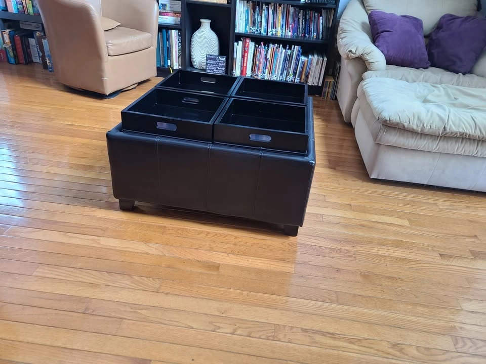 4-Section Storage Ottoman / Coffee Table with Serving Trays – Bl - photo 4