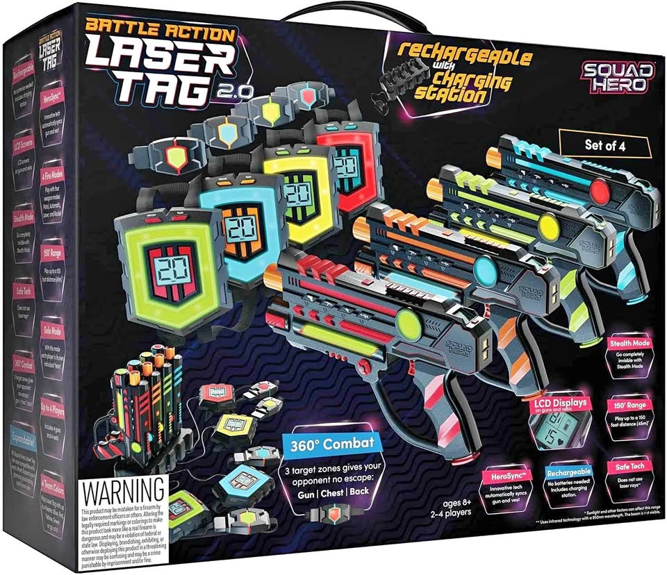 SEALED Squad Hero Rechargeable Laser Tag Set (4-Pack)