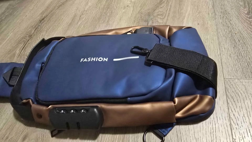 Blue Bronze Sling Bag with USB Port and Lock - photo 2