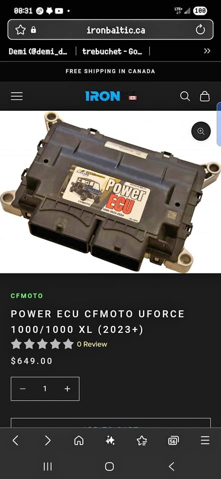 2023 CFMoto Uforce 1000 Power ECU